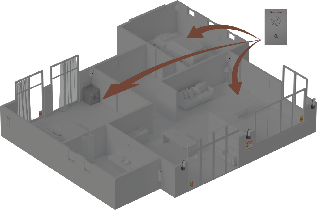 Architecture bâtiment sécurisé avec captation audio